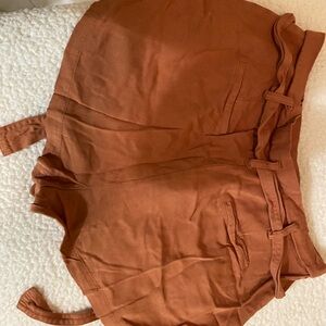 Rust Brown High-Waisted Shorts